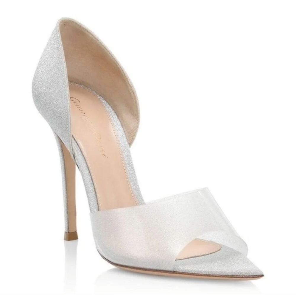 Silver glitter high heels